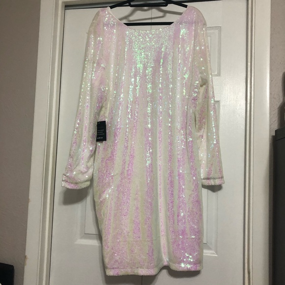 NWT 3X Charlotte Russe White Sequin Bodycon Dress